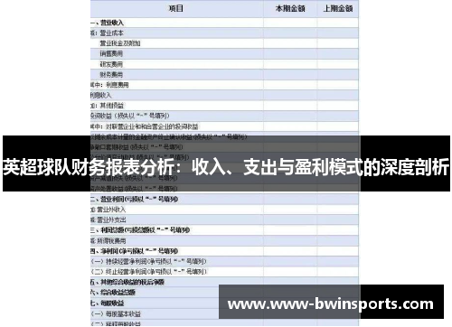英超球队财务报表分析：收入、支出与盈利模式的深度剖析