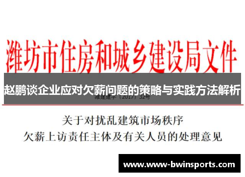 赵鹏谈企业应对欠薪问题的策略与实践方法解析
