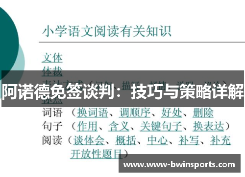 阿诺德免签谈判：技巧与策略详解
